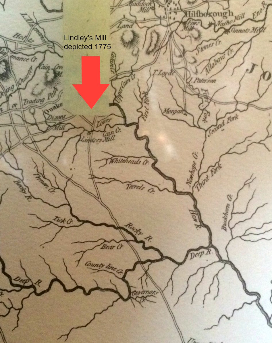 1775 Lindleys Mill Map Alamance County NC